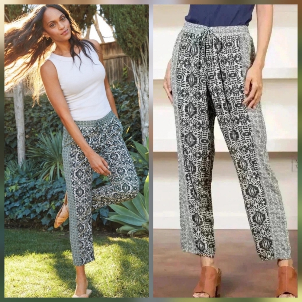 ❤️ MICHAEL STARS JORDY HIGH RISE STRAIGHT LEG ELASTIC WAIST ANKLE PANTS, LARGE